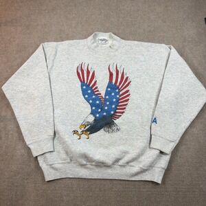 Velva Sheen Adult XL Made in USA Gray Sweatshirt USA Eagle Graphic